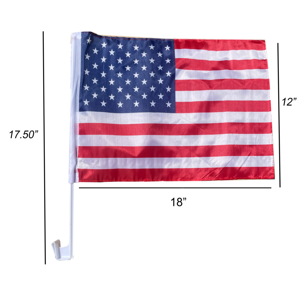 The USA Car Flag 12"x18" fits most car windows, letting drivers proudly display national pride.