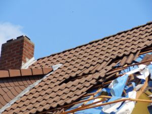 Storm damaged roof