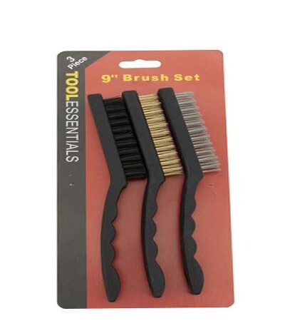 3 Pc Wire Brush Set 9” with Plastic Handles – Wholesale Price