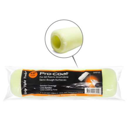 9-inch polyester paint roller cover with 1/2” nap for semi-smooth surfaces – bulk case of 48