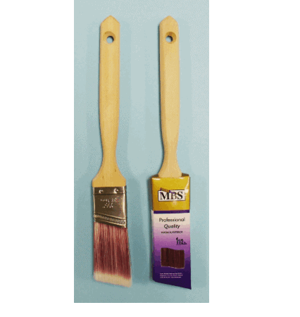 1.5 inch professional sash paint brush with lacquered wood handle and polyester bristles; high quality wholesale pricing