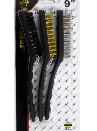 3Pc Brush Set 9” with Plastic Handles (Steel, Brass & Nylon)