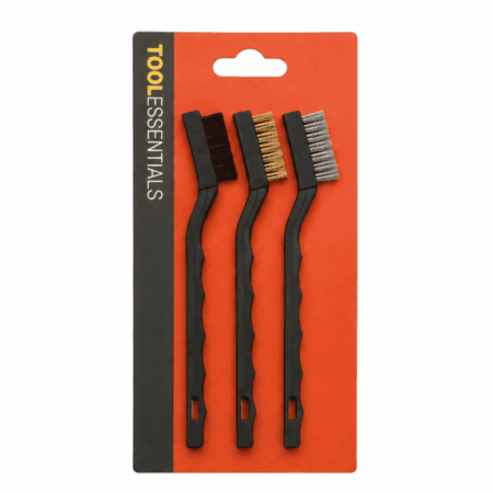 3 piece mini wire brush set with nylon brass and steel brushes