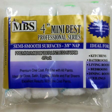 4" Mini Roller Covers, 3/8" Nap -Premium Microfiber- (4-Piece Pack)