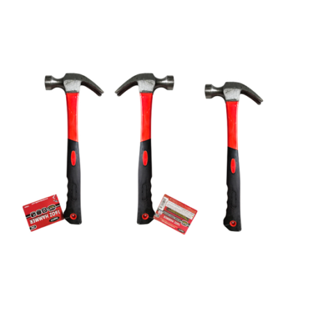 A 16-ounce claw hammer with a curved claw for pulling nails, commonly used by homeowners for household tasks.