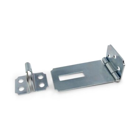 3-inch zinc-plated safety hasp with locking loop, bulk pack of 48, ideal for doors, cabinets, toolboxes, and utility storage.