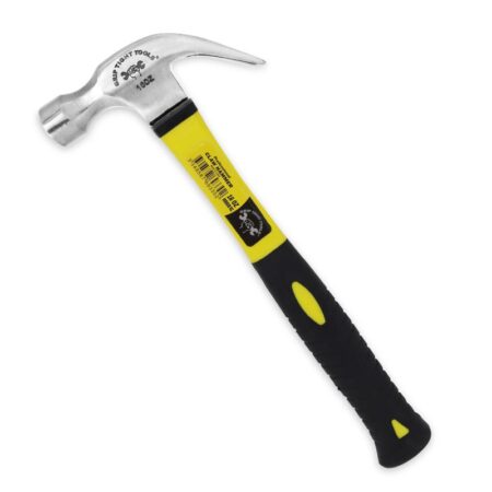 16 oz fiberglass claw hammer with contoured rubber grip for carpentry and general construction use