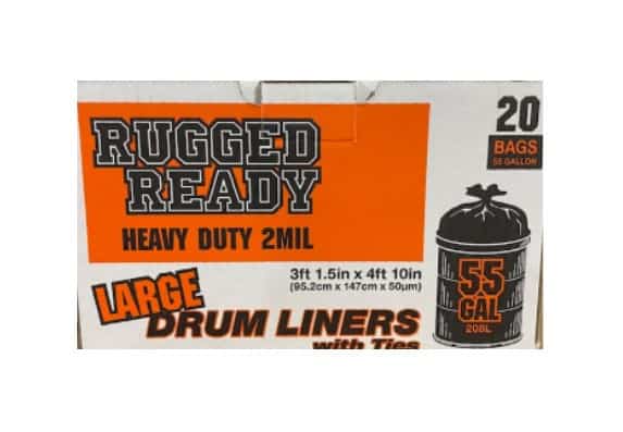 55-gallon 2 mil drum liner contractor bags; tough and cost-saving alternative to 3 mil; wholesale pallets