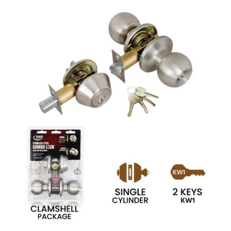 Entry Door Knob Combo Lock Set with Deadbolt and 4 KW1 Keys