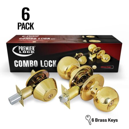 Entry Lock Set Door Knob & Deadbolt with 36 SC1 Keys Alike (3-Pack) Solid Brass - Wholesale Price