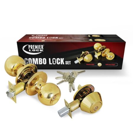 Entry Door Knob Combo Lock Set with Deadbolt and 6 SC1 Keys-Boxed Keyed Alike Solid