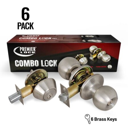 Entry Lock Set Door Knob & Deadbolt with 36 KW1 Keyed Alike (6-Pack) Stainless Steel