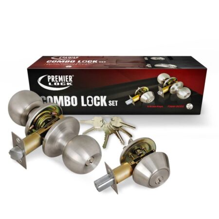 Entry Door Knob Combo Lock Set with Deadbolt and 6 KW1 Keyed Alike Stainless Steel