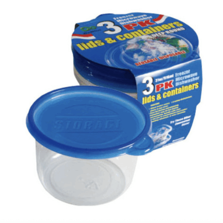 3PK Deep Round Container w/Lid