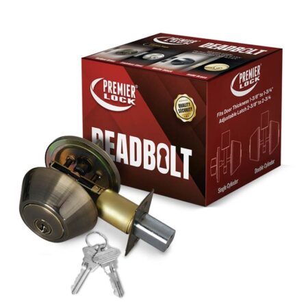 Deadbolt Door Lock with 2 SC1 Keys-Boxed Keyed Alike Antique Brass – Wholesale Price