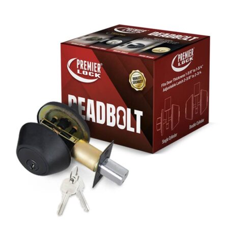Deadbolt Door Lock with 2 KW1 Keyed Alike Matte Black Adjustable Latch – Wholesale Price
