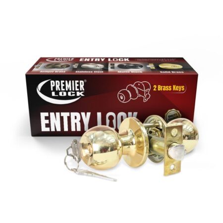 Entry Door Knob with 2 SC1 Keys, Solid Brass Keyed Alike - Wholesale Price - Box of 12
