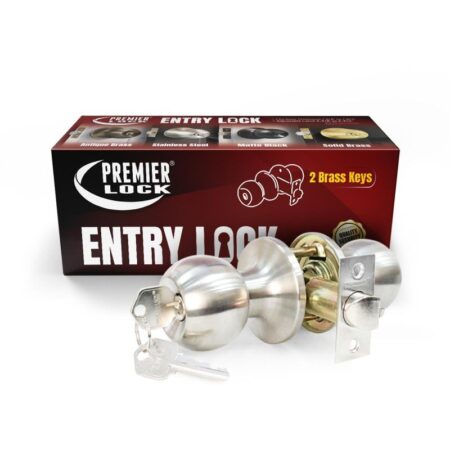 Entry Door Knob with 2 KW1 Keyed Alike Stainless Steel - Wholesale Price - Box of 12