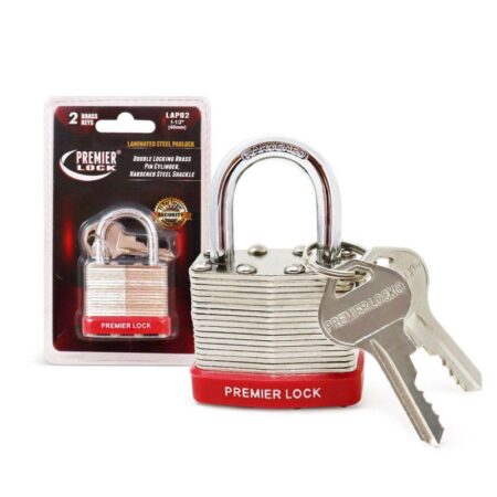 1-1/2" Nickel Plated Laminated Steel Keyed Padlock with Vinyl Bumper