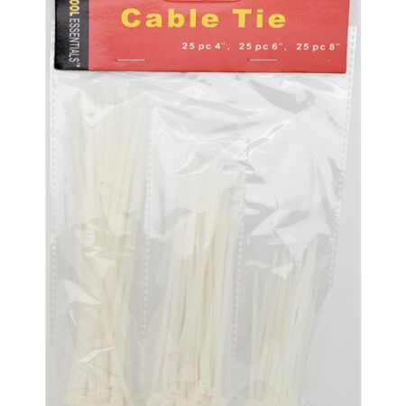 Cable Ties Assortment - 75 Piece (25 of Each = 4", 6" 8") – Wholesale Price