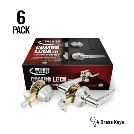 Entry Lock Set Door Lever Handle & Deadbolt with 24 KW1 Keyed Alike (6-Pack) Stainless Steel - Wholesale Price