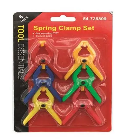 Colored spring clamps 2-1/2″ x 7/8″ pack of 6 for lightweight clamping, crafts, and organizing projects.