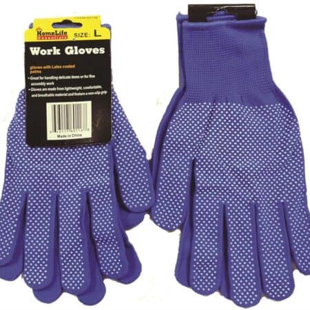 Blue Knit Work Gloves with PVC Dots - Large Pair for Grip & Safety | Mazer Wholesale