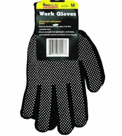 Work Gloves - Black Knit Gloves with PVC Dots LARGE ($1.09/pair)