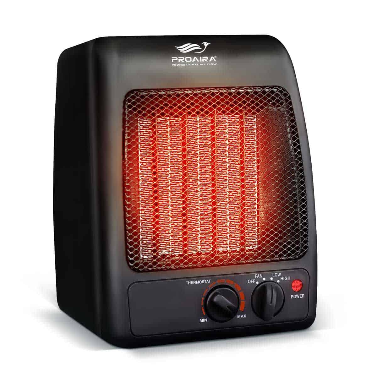 2-in-1 Portable Ceramic Heater Fan with Adjustable Thermostat and Safety Tip-Over Switch