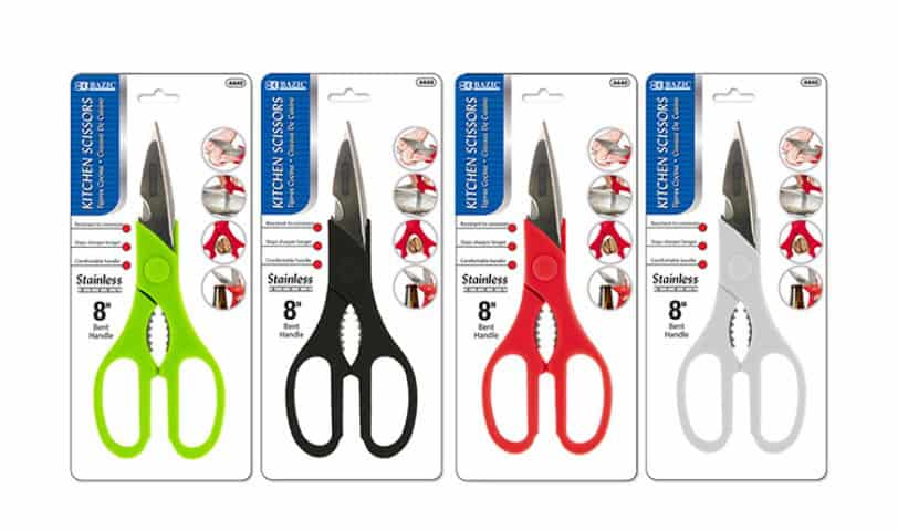 8-inch stainless steel kitchen scissors designed for food prep, cutting meat, and daily use.