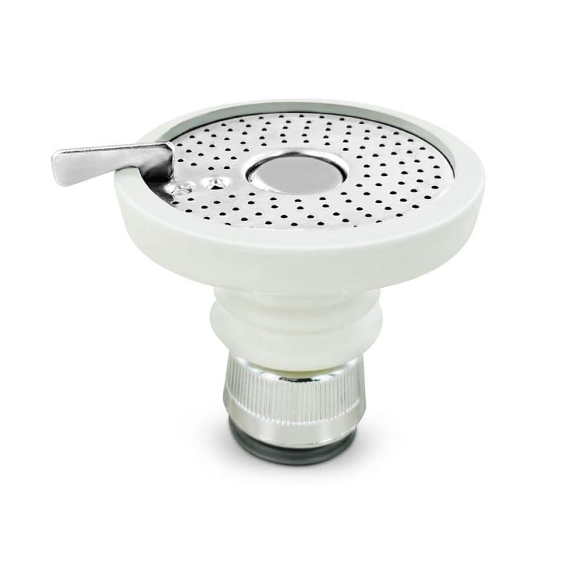 stainless steel strainer faucet spray adapter close up