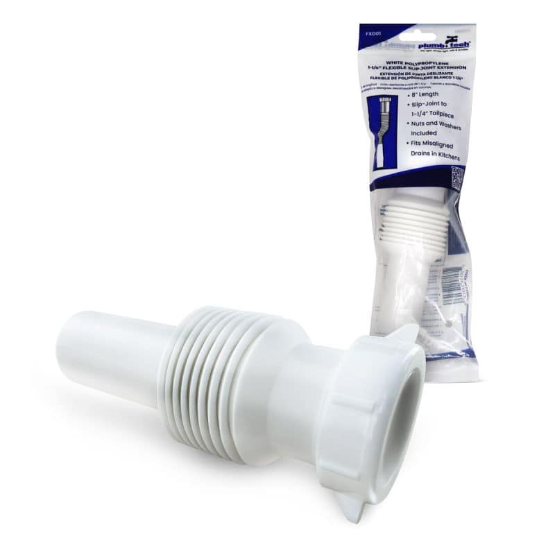 1-1/4 x 8 inch flexible slip joint extension drain pipe