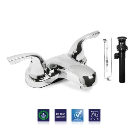 Upgrade with 2 lever handle lavatory faucet with plastic pop-up chrome for modern design and reliable performance