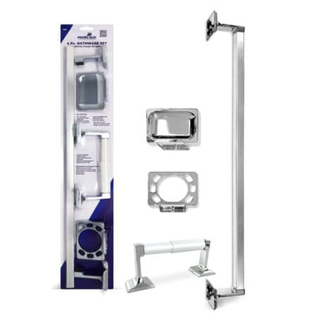 4 piece bathroom hardware set towel bar soap dish wall mount