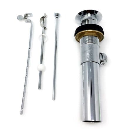 Chrome plated brass pop-up provides smooth drainage strong construction and reliable operation for efficient water flow in bathroom sinks.