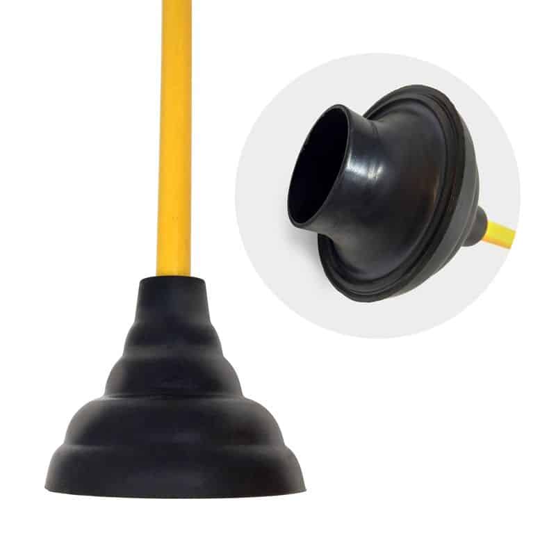 21 inch yellow wood handle toilet plunger grip