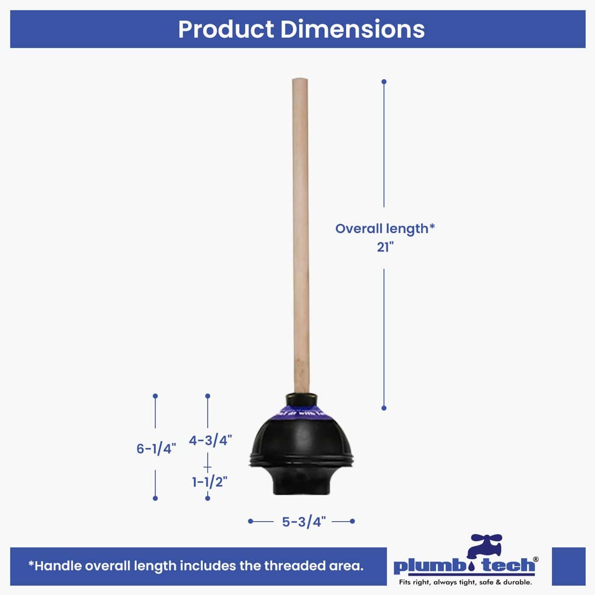 toilet plunger 5-3-4 inch jumbo rubber cup