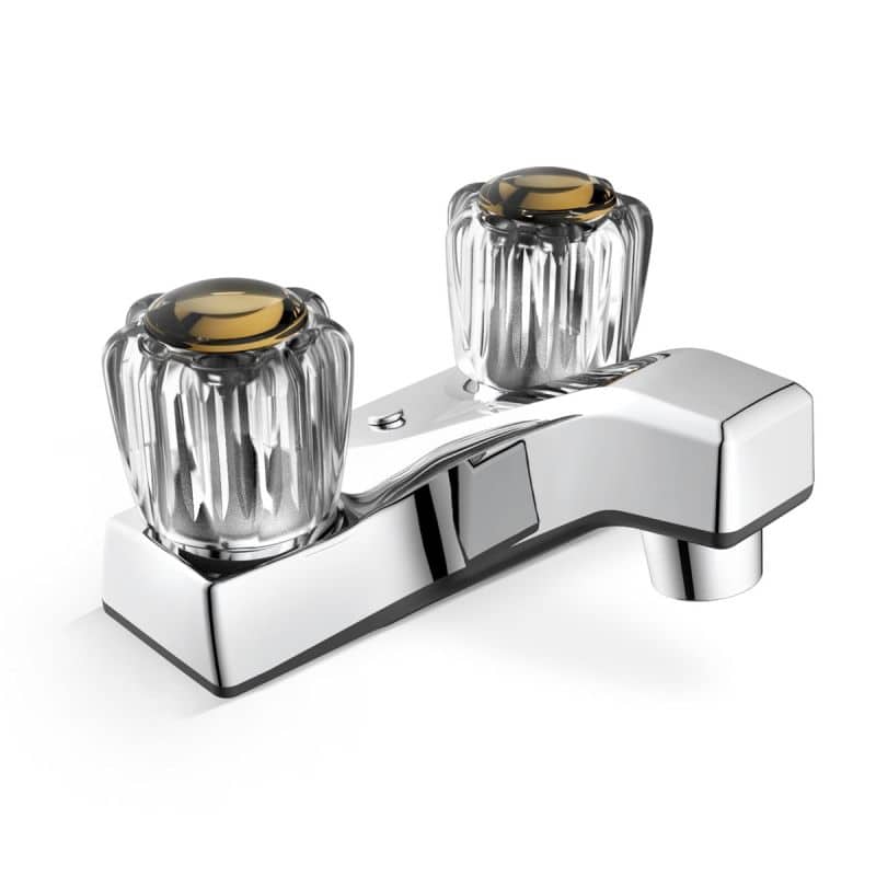 Install 2 handle lavatory faucet non-metallic chrome fits 4 inch center for smooth operation and efficient water usage.