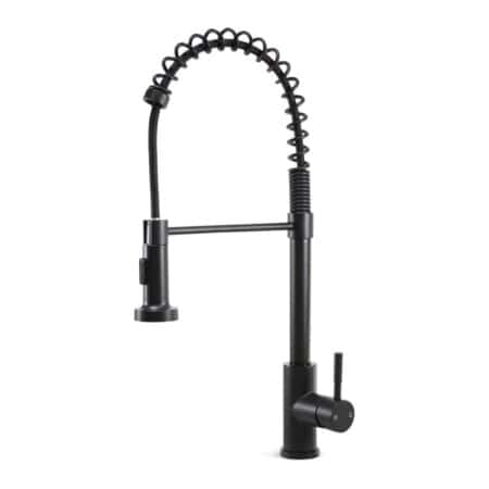 Upgrade your kitchen with a matte black pulldown faucet featuring a 1.8 GPM flow rate, flexible sprayer, and sleek modern design for everyday convenience.