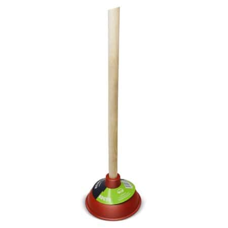 toilet plunger red rubber cup 5-3-4 inch wood handle