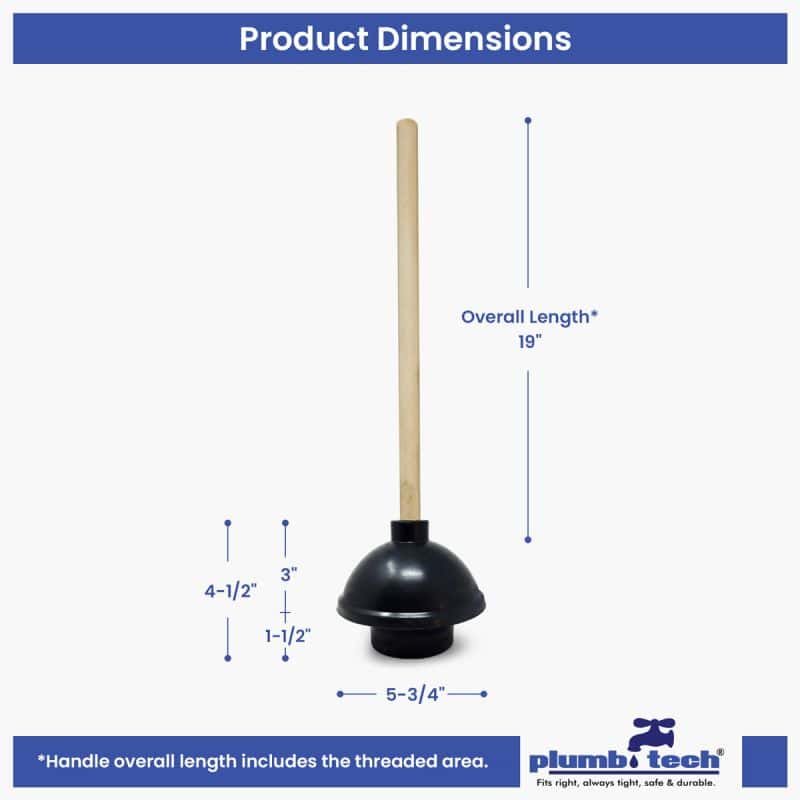 5-3-4 inch rubber cup toilet plunger