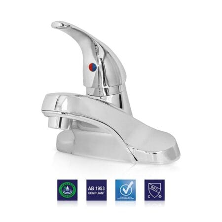 Install single lever lavatory faucet chrome fits 4 inch center for smooth operation and efficient daily water usage.