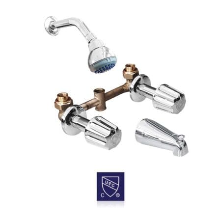 Durable shower and tub faucet set two handles ensures precise temperature control and long lasting daily usability.