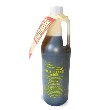 Heavy-duty liquid drain cleaner in convenient 1 quart bottles by the case for reliable clog removal and drain care solutions.
