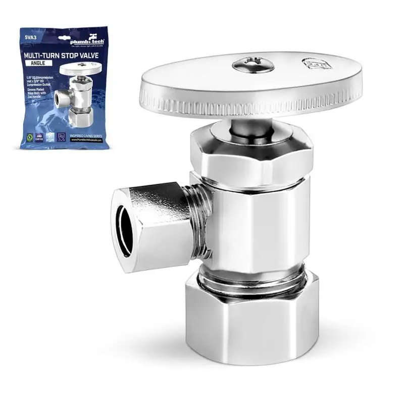 Heavy-duty angle multi-turn stop valve offers long-lasting durability and efficient water flow control for plumbing systems.