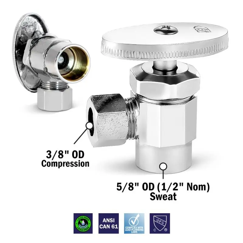 Angle Multi-Turn Stop Valve 5/8" Sweat x 3/8" Compression – Pack of 96 - Image 3