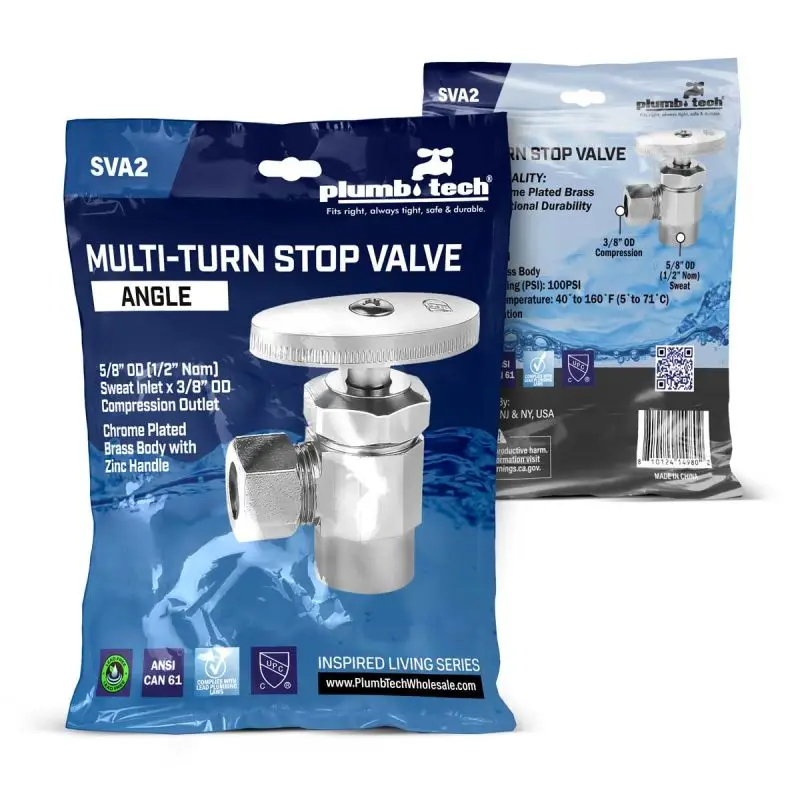 Angle Multi-Turn Stop Valve 5/8" Sweat x 3/8" Compression – Pack of 96 - Image 4