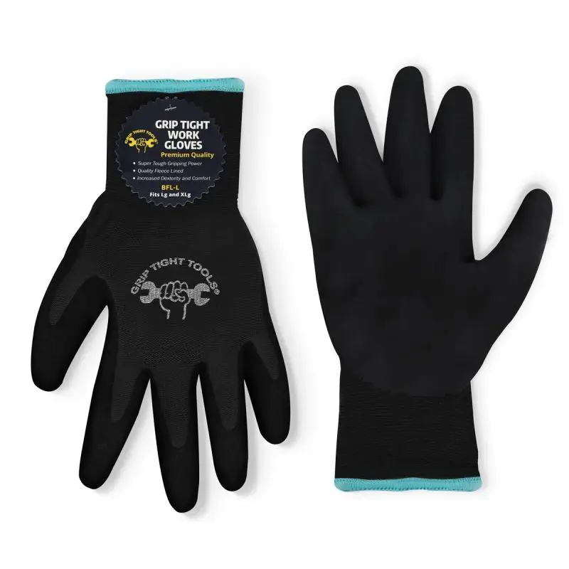 black fleece lined work gloves 13 gauge nylon