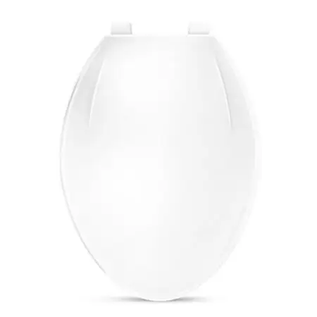 Elongated White Plastic Toilet Seat offers durable construction, comfortable seating, and easy installation.