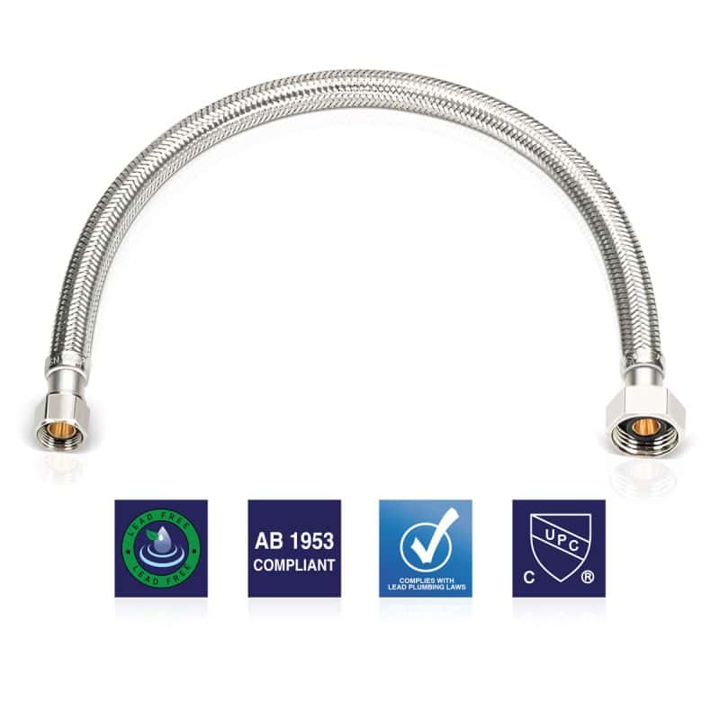 Faucet supply line connector 36 inch 3/8 OD x 1/2 FPT enables stable plumbing connections and smooth water transfer.